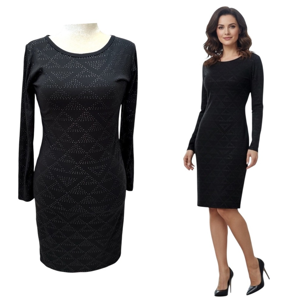 LulaRoe Black Beaded Long Sleeve Knit Dress Size M Career Cocktail Minimalist